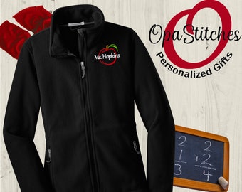 L223 Teacher Apple Monogram Full Zip Micro-Fleece Jacket Monogram Jacket