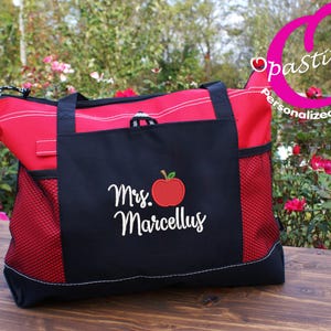 Personalized Embroidered Teacher Tote , Custom Name & crayon Design, Thoughtful Teacher Gift , Durable  Stylish Bag for Everyday Use