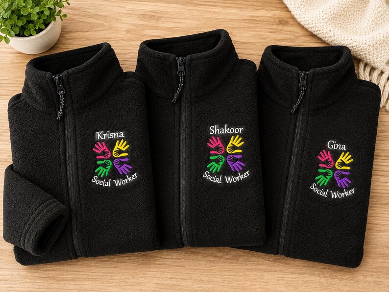 Chaqueta personalizada para trabajador social, regalo de graduación de maestría en trabajo social a medida, chaqueta polar bordada para licenciatura en trabajo social y trabajo social clínico, regalo para estudiantes de trabajo social imagen 13