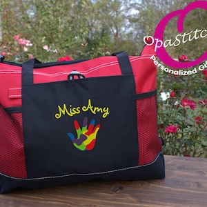 monogrammed Special education teacher tote, autism tote bag, fully embroidered with teacher name, personalized teacher appreciation gift