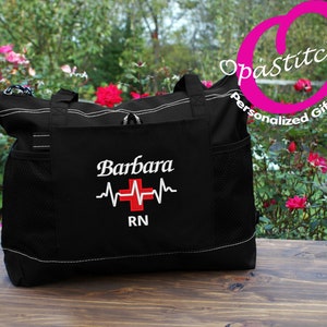 Custom Embroidered Nursing Tote - Personalized with Name, Title & Design - Perfect Gift for Nurses, Students, Coworkers, and Staff