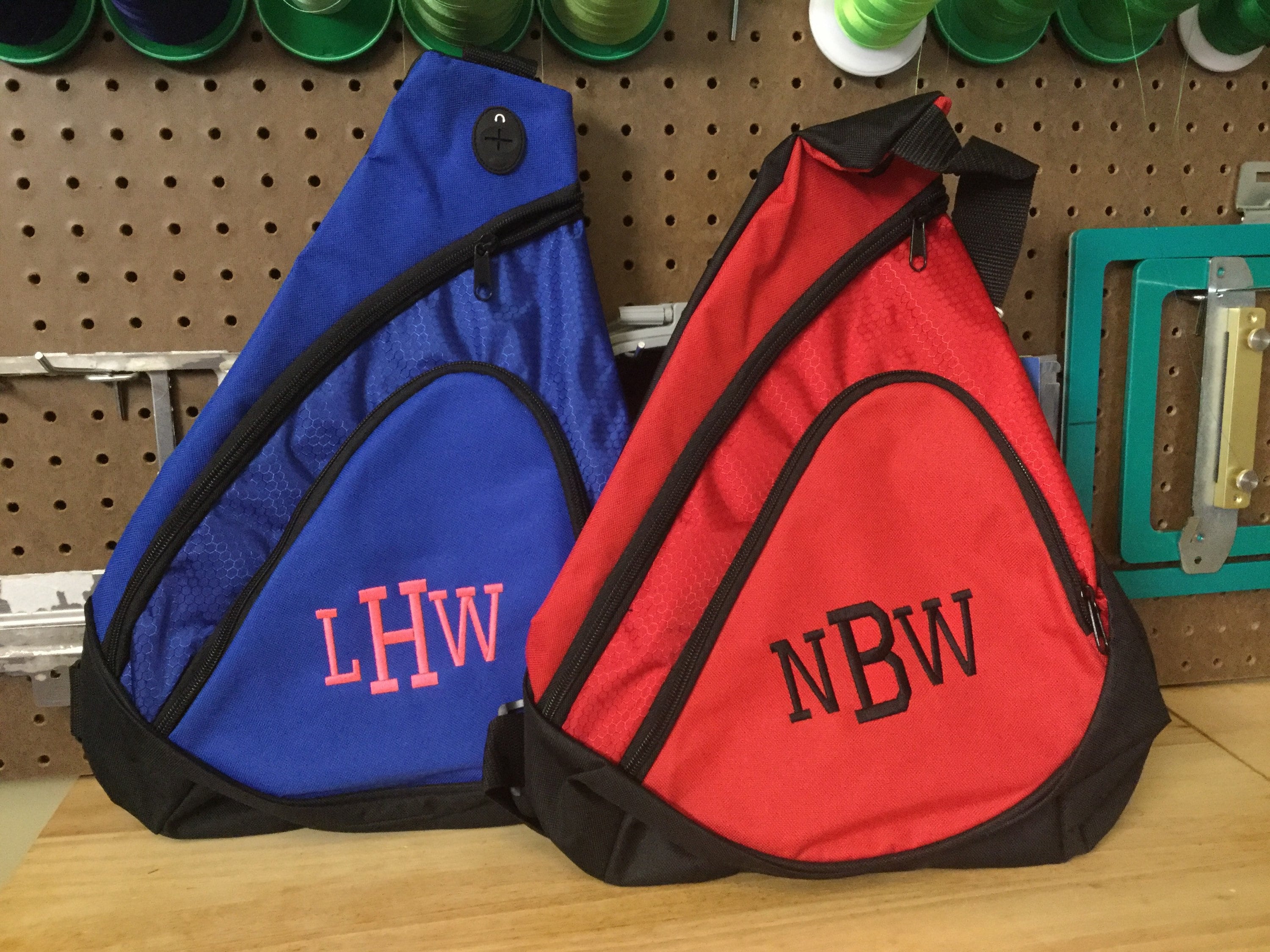 sling bag personalized, sports travel, great for youth, school group, monogramed, embroidered and personalized with with name/date, bulk