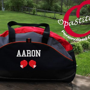 Monogrammed sports Duffel Bag, personalized embroidered with name/design, Football, baseball, cheer, skates, boxing ect,select design image 1