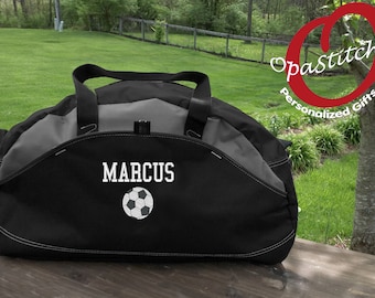 Monogrammed sports Duffel Bag, personalized embroidered with name/design, (Football, baseball, soccer ball,skates, boxing ect),select design