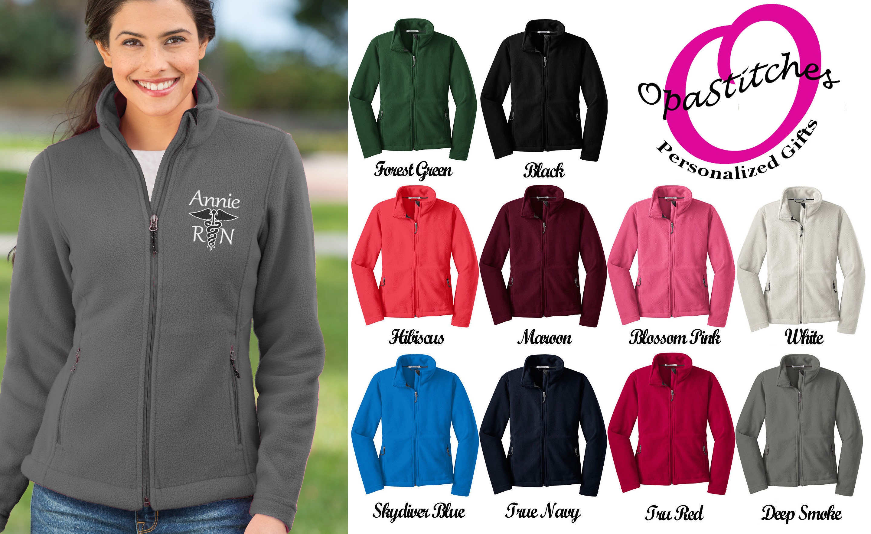 monogrammed fleece jacket