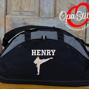 Personalized Martial Arts Duffel Bag, Embroidered Sports Gym Bag image 1