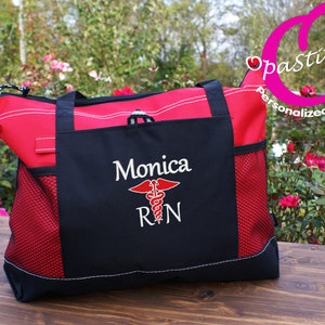 Custom Embroidered Nursing Tote - Personalized with Name, Title & Design - Perfect Gift for Nurses, Students, Coworkers, and Staff