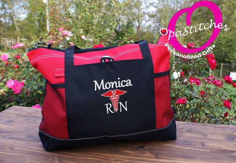 Custom Embroidered Nursing Tote - Personalized with Name, Title & Design - Perfect Gift for Nurses, Students, Coworkers, and Staff
