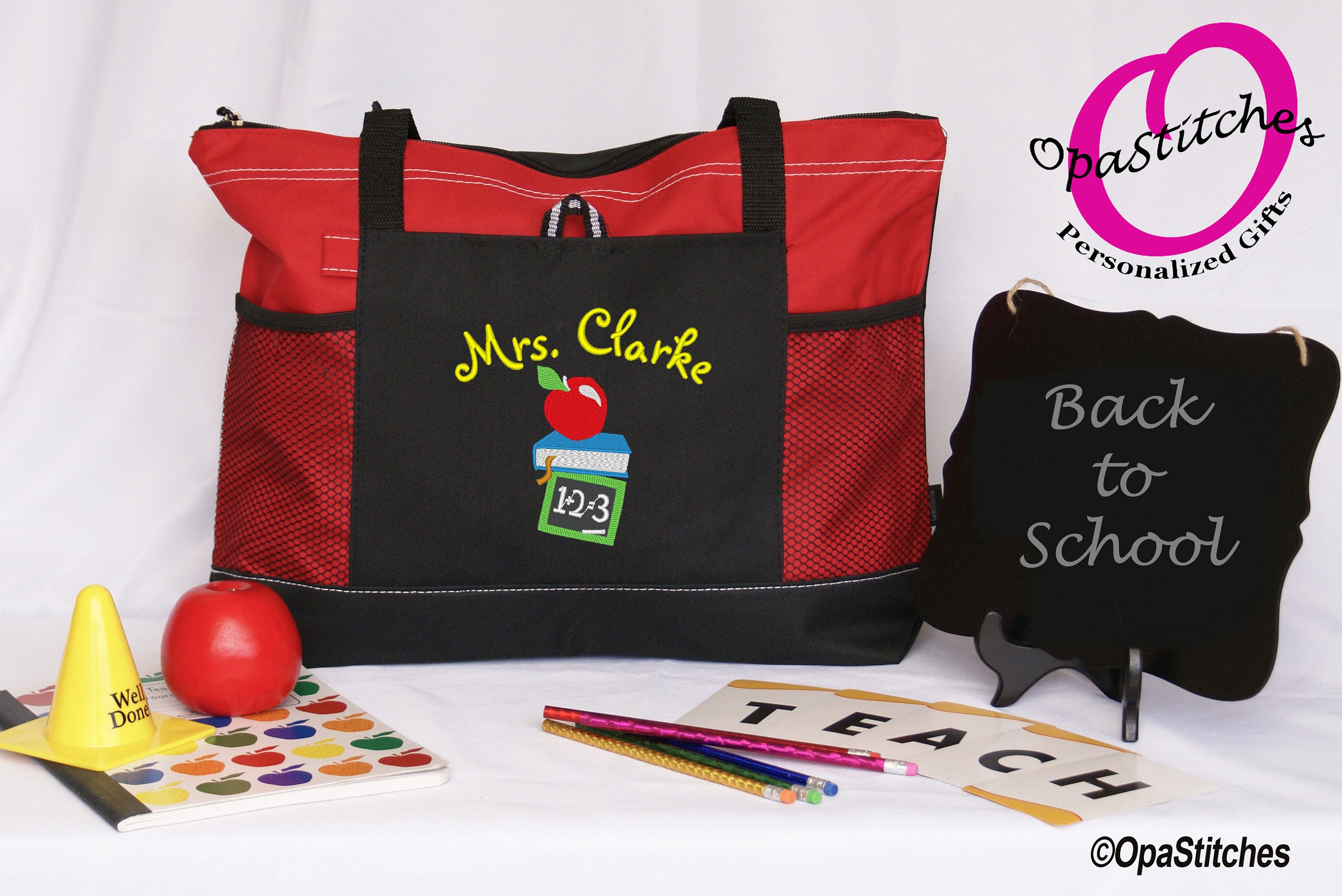 monogrammed teacher bag