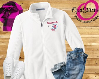 Embroidered Nursing Fleece Jacket, Personalized Full Zip Microfleece