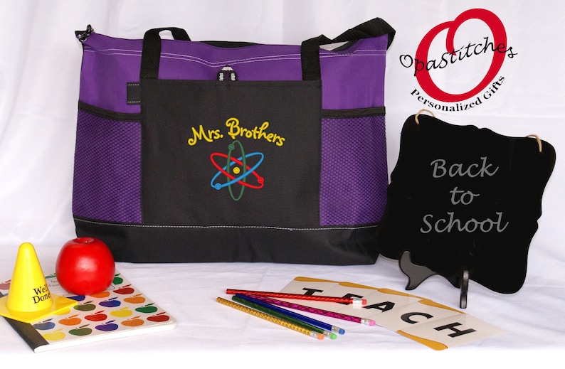 Teacher science tote bag Monogrammed gift for teacher Etsy