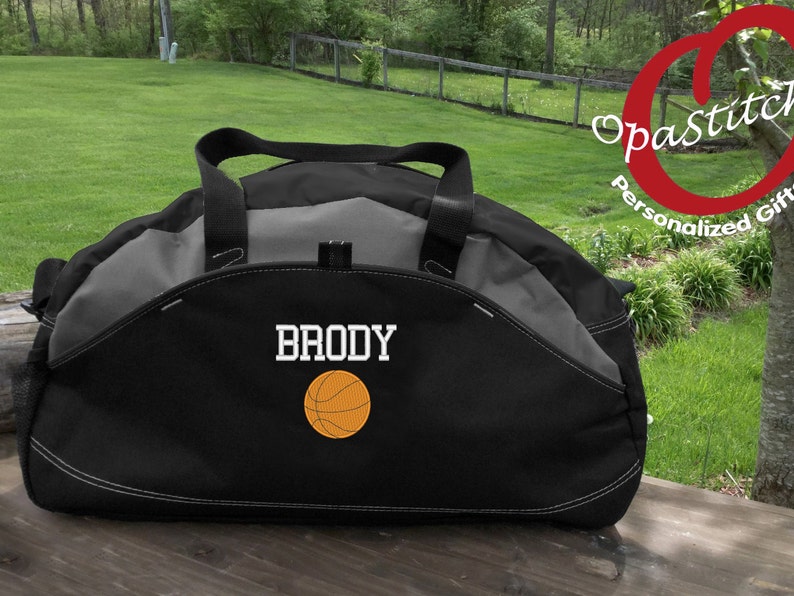 Monogrammed sports Duffel Bag, personalized embroidered with name/design,Football, baseball, basketball, skates, karate ect, select design image 1