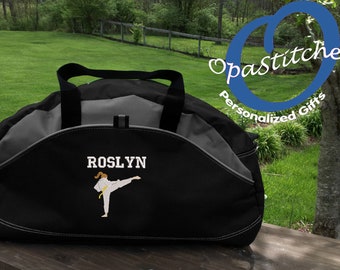 Monogrammed sports Duffel Bag, personalized embroidered with name/design,(Football, baseball, martial art, skates, boxing ect),select design