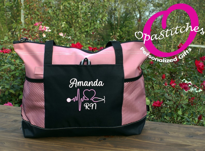 Custom Embroidered Nursing Tote - Personalized with Name, Title & Design - Perfect Gift for Nurses, Students, Coworkers, and Staff