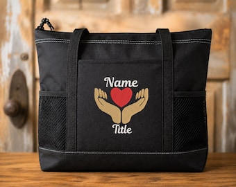 Personalized Social Worker Tote Bag, Custom Embroidered Gift, MSW LCSW Graduation Work Bag