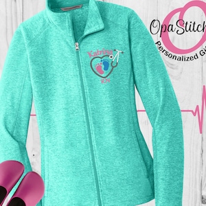 Nursing microfleece lightweight jacket, personalized with name title, embroidered gift for RN LPN CNA, Graduation Gifts for new nurses