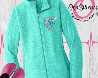 Nursing microfleece lightweight jacket, personalized with name title, embroidered gift for RN LPN CNA, Graduation Gifts for new nurses