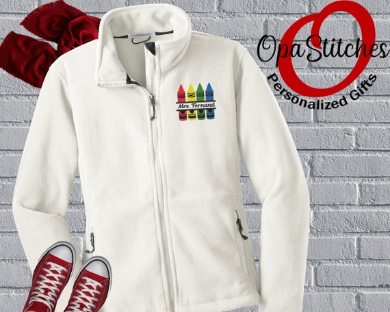Monogrammed Teacher Fleece Jacket, Personalized Embroidered Gift