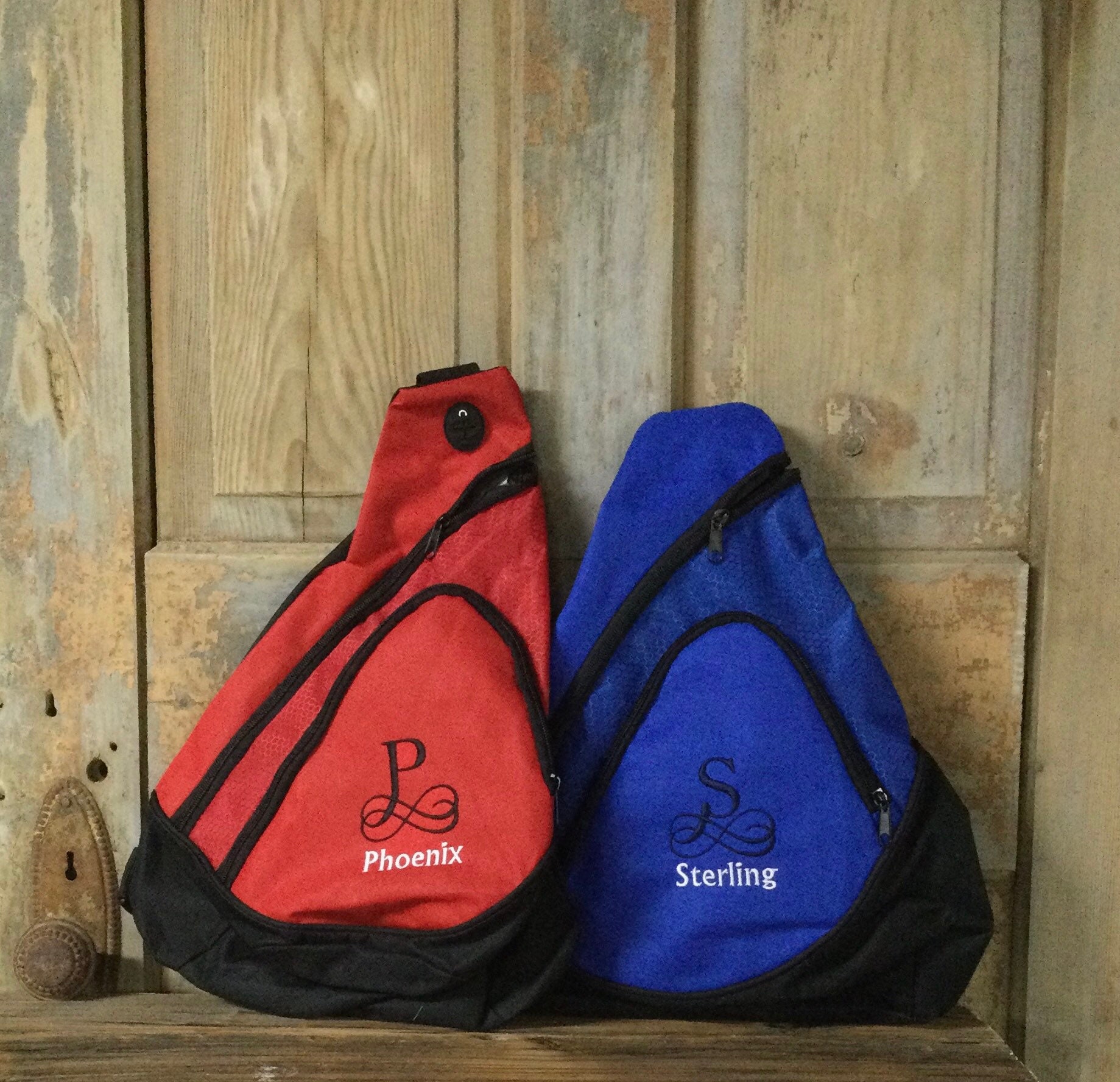 sling bag personalized, sports travel, great for youth, school group, monogramed, embroidered and personalized with with name/date, bulk