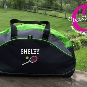 Monogrammed sports Duffel Bag, personalized embroidered with name/design,(Football, tennis, basketball, skates, boxing ect), select design