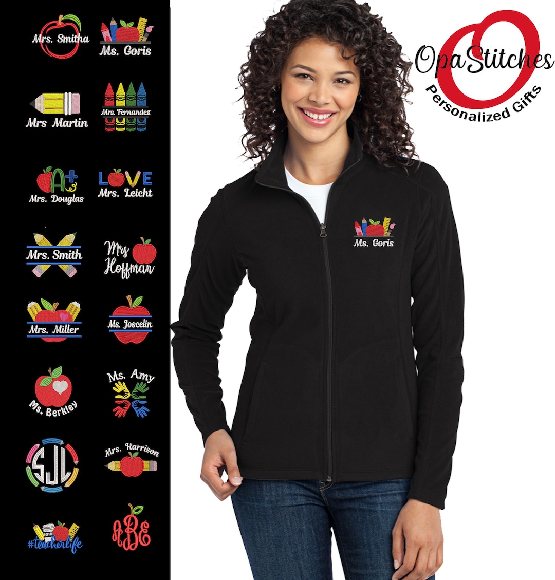 Personalized Teacher Fleece Jacket – Embroidered Quarter-zip Workwear ...