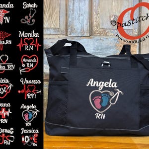 Personalized Nurse Tote – Custom Embroidered with Name & Title