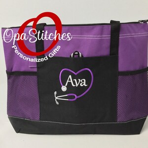 Personalized Nurse Tote Bag – Embroidered Name & Title image 11