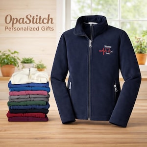 Personalized Cardiology Nurse Fleece Jacket, Embroidered Cardiac RN Workwear