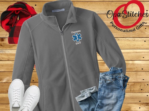 Women's Custom Fleece Nurse Jacket - Lightweight Full-Zip Embroidered Medical Jacket