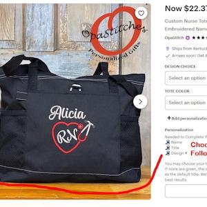 Personalized Nurse Tote Bag – Embroidered Name & Title image 17