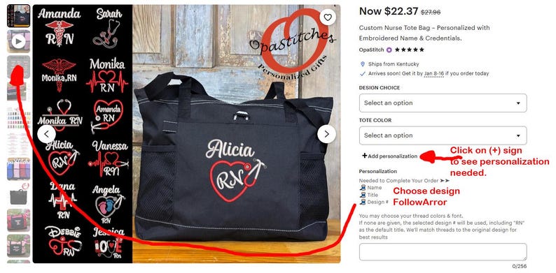Personalized Nurse Tote Bag – Embroidered Name & Title image 17