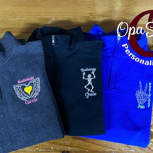 Embroidered Radiology Rad Tech Quarter-Zip Sweater, Personalized with Your Name & Title Perfect Gift for Medical Imaging Professionals