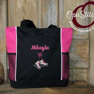 Custom Monogrammed Ice Skating Tote Bag - Personalized Figure Skating Carryall for Kids and adults - Fully Embroidered with name,and Zipped