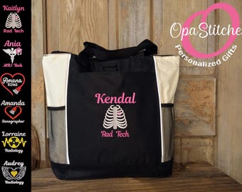 Personalized Rad Tech Embroidered Tote Bag | Medical Imaging Gift