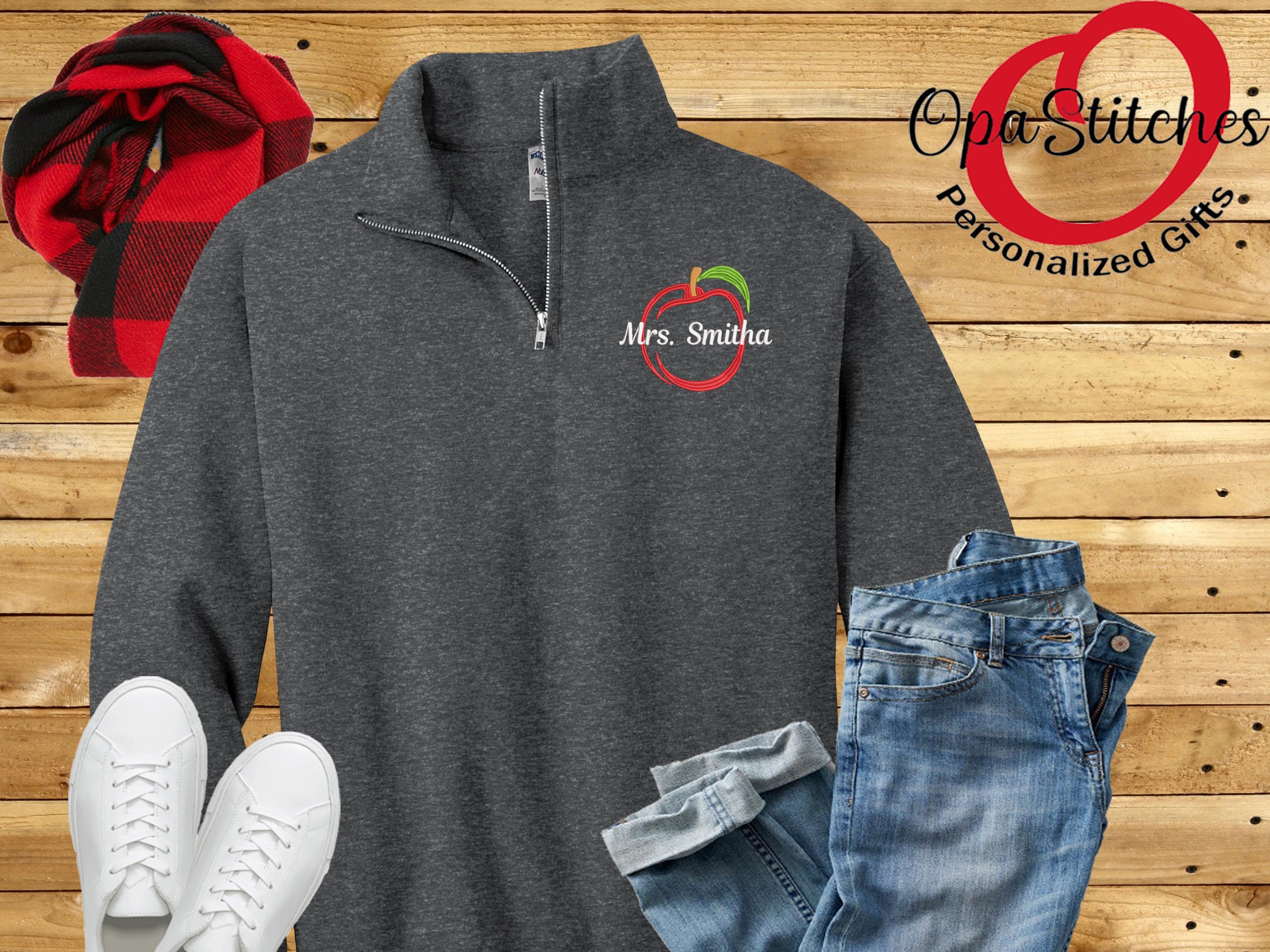 Personalized Teacher Quarter Zip Sweatshirt Monogrammed - Etsy