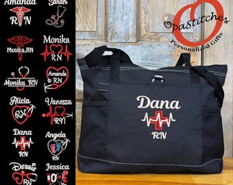 Custom Nurse Tote Bag – Personalized with Embroidered Name & Credentials