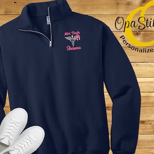 Rad Tech sweater quarter zip, personalized gift for rad tech, RT CT MRI x-ray gift, new Rad Tech gift, graduation gift , embroidered name