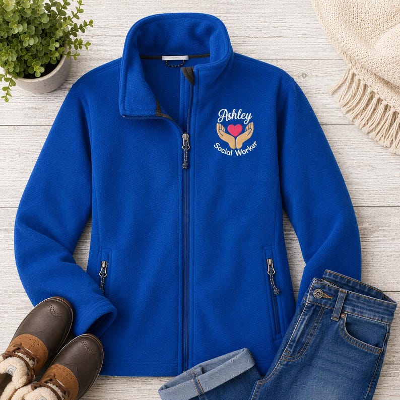 Chaqueta personalizada para trabajador social, regalo de graduación de maestría en trabajo social a medida, chaqueta polar bordada para licenciatura en trabajo social y trabajo social clínico, regalo para estudiantes de trabajo social imagen 20