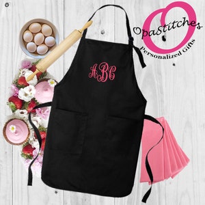 Monogrammed apron with pocket, embroidered Apron, Custom aprons with a name, Full Length Apron and short length, gifts for mom baker student
