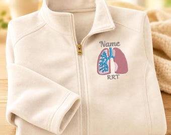 Personalized Respiratory Therapist Jacket, RRT Embroidered Fleece, CRT Gift, Pulmonary Therapy Jacket, Respiratory Care Gift