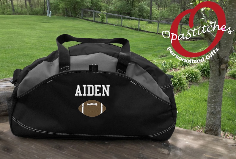 Monogrammed sports Football Duffel Bag, personalized and embroidered with your name, gift for coaches, sports team gifts, appreciation gift image 1