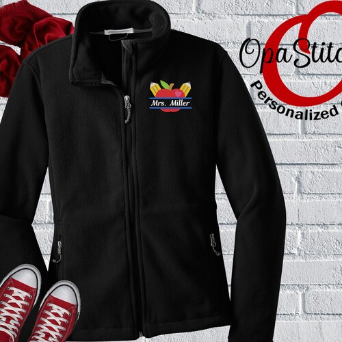 Custom Embroidered Fleece Jacket – Personalized Teacher Gift