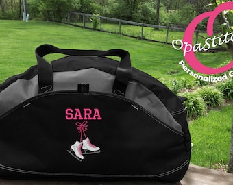 Monogrammed sports Duffel Bag, personalized embroidered with name/design,(Football, baseball, basketball, ice skates ect), select design