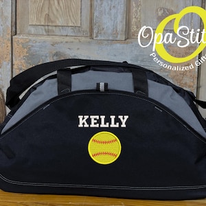 Personalized Sports softball Duffel Bag, Embroidered with Your Name & Choice of 27 different Unique Designs, Perfect for Every Athlete