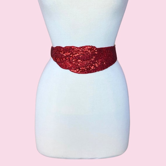 CHRISTIAN DIOR Boutique 1980's Ruby Red Beaded "C… - image 1