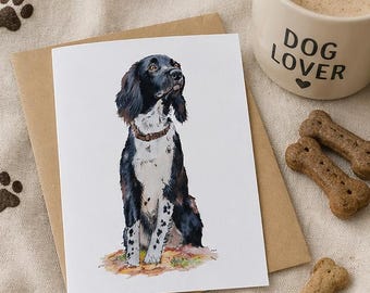 Springer spaniel (Black and White) greetings card
