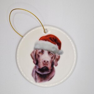 Chocolate Labrador portrait ceramic decoration