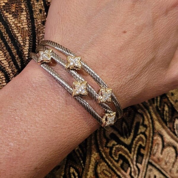 Open Cuff Cz Bracelet Etsy