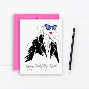 Birthday Bitch - Grußkarte, Fashion Illustration, Swear Card, Friend Card, Kunst, Blank Interior