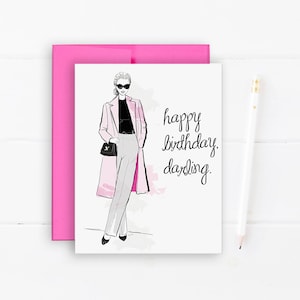 Chérie d'anniversaire - Carte de voeux, Illustration de mode, Joyeux anniversaire, Art, Intérieur blanc